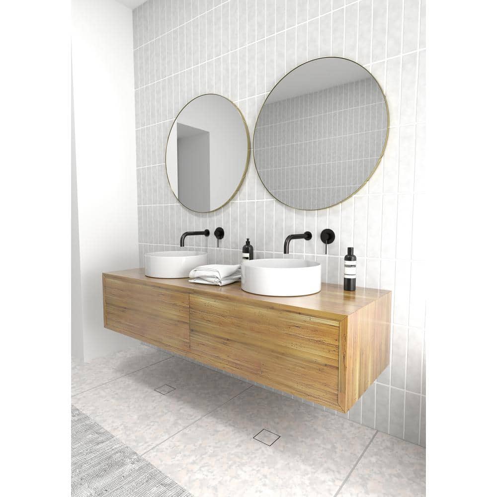 Leia 28" Round Bronze and Wood Mirror
