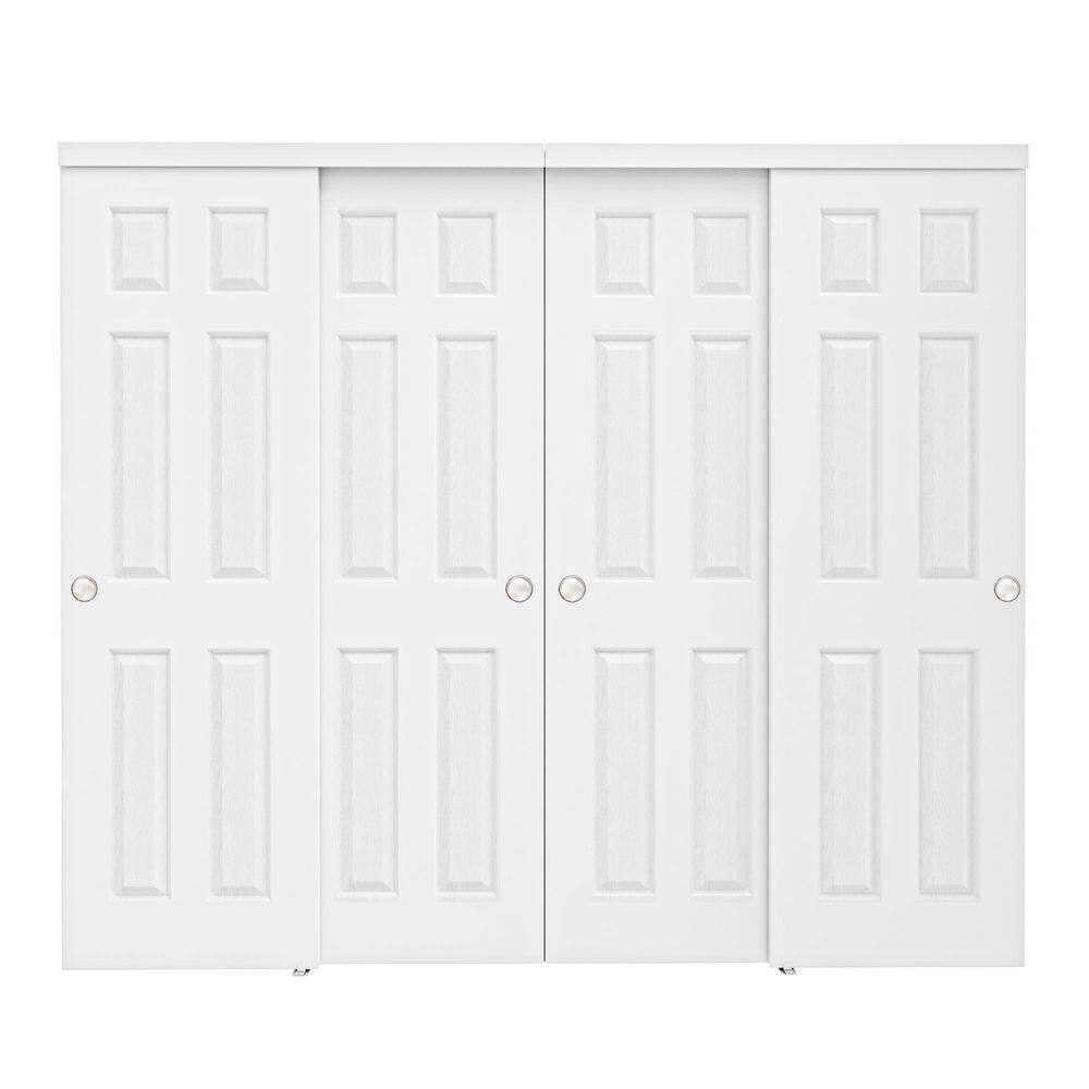 96 in. x 80 in. Paneled 6-Lite White Primed MDF Composite Sliding Door with Hardware price history on PriceWatchPro