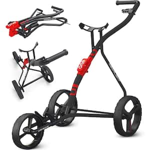 Golf Push Cart Aircraft-Grade 1step Folding Golf Cart Lightweight, Red