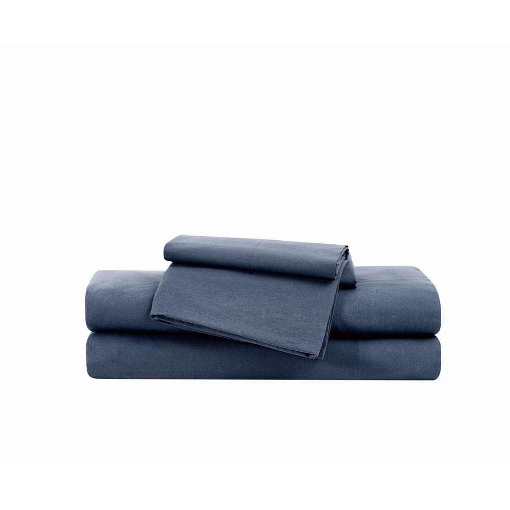Essential 3-Piece Blue Solid Cotton Queen Sheet Set price history on PriceWatchPro