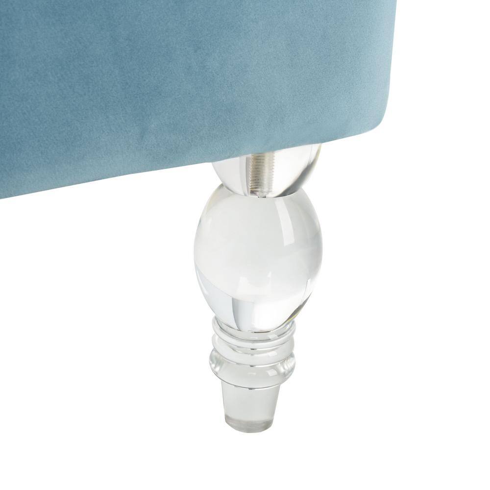 Light Blue Velvet Wingback Accent Chair with Acrylic Legs