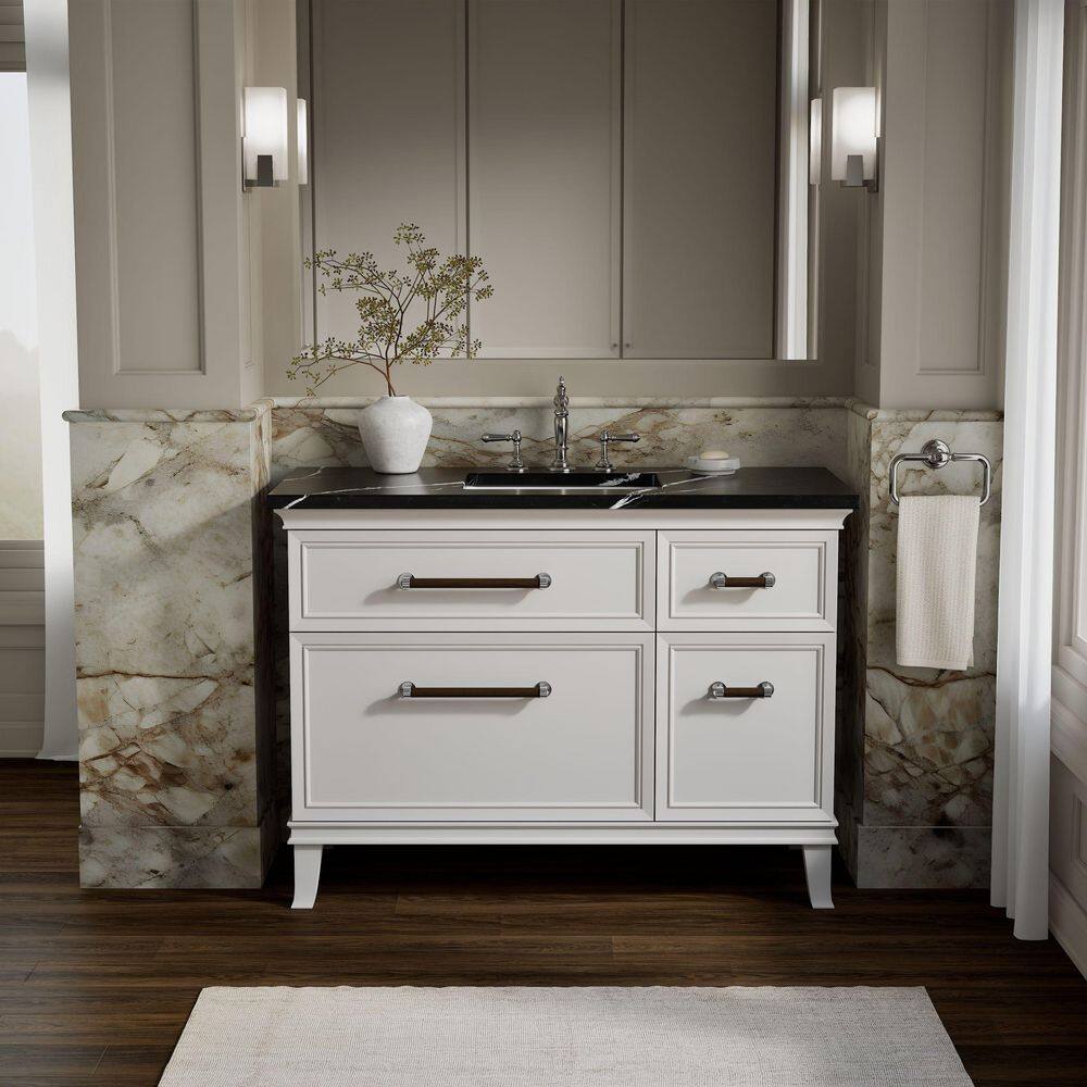 Artifacts 48 in. Freestanding Linen White Bath Vanity with Black Eternal Marquina Quartz Top And Chrome Hardware price history on PriceWatchPro