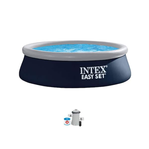 Intex 8 ft. x 8 ft. Round 30 in. Deep Inflatable Outdoor Above Ground ...