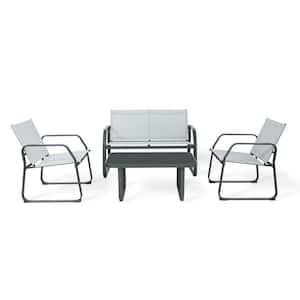 Belle 4-Pieces Metal Patio Furniture Textilene Outdoor Bistro Set Modern Conversation Seating Group