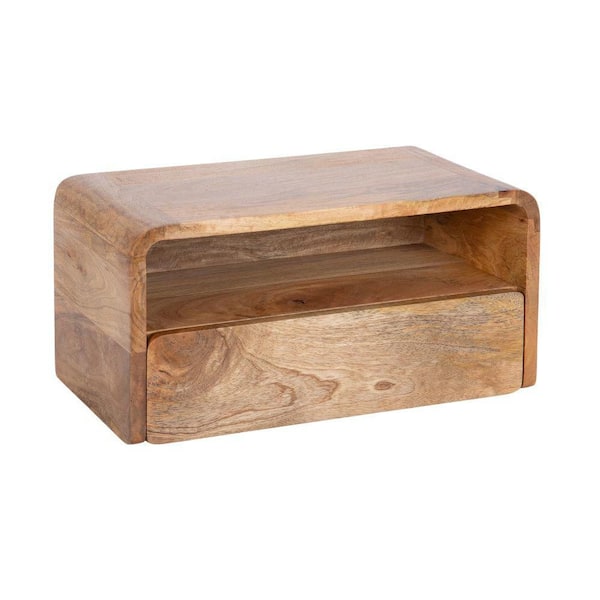 Kato 18 in. W. Natural Rectangle Contemporary Wood Floating Side Table
