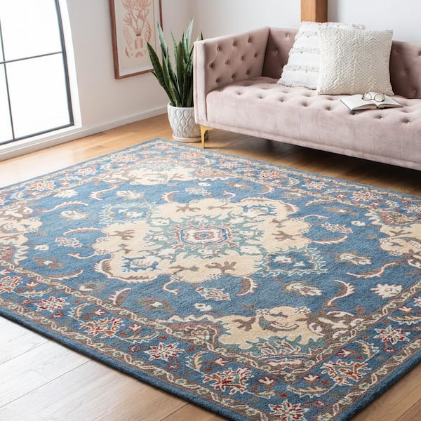 Antiquity 8 ft. x 10 ft. Blue/Ivory Traditional Medallion Area Rug