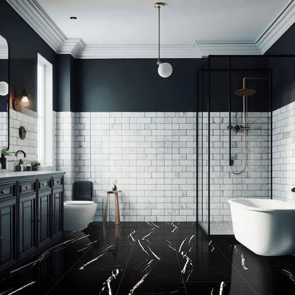 Tavish Nero 32 in. W x 64 in. L Polished Porcelain Floor and Wall Tile (14.22 sq. ft./Each)