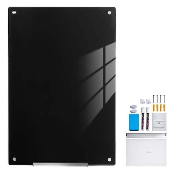 36 in. x 24 in Magnetic Glass Whiteboard, Dry Erase Board Wall-Mounted Large Framed Memo Board