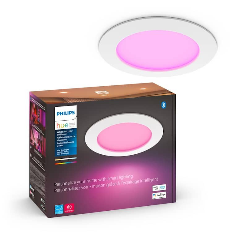 Philips Hue 5/6 in. Integrated LED White and Color Canless Ultra Thin Slim Trim Recessed Light (1 Pack)