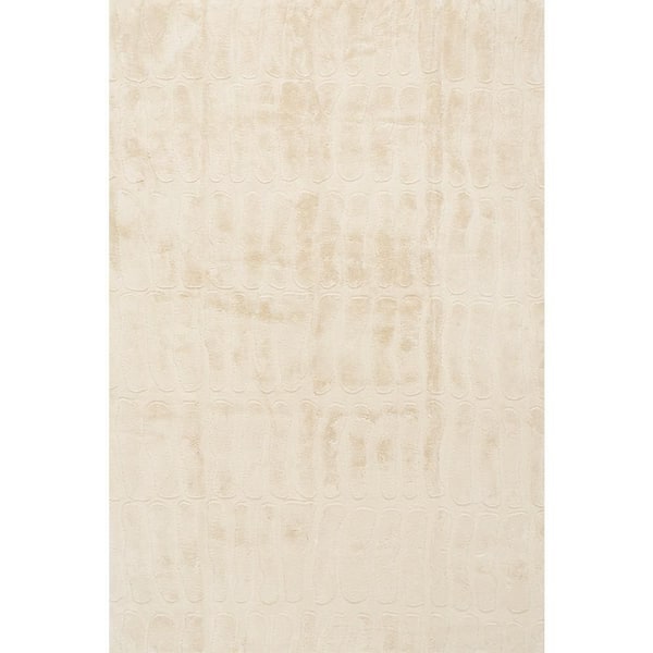 8 ft. x 10 ft. Sand Giselle Solid Cloud Washable Indoor Area Rug