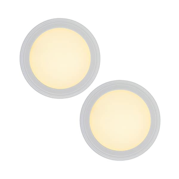 Commercial Electric 7 in. White Selectable LED Round Flush Mount