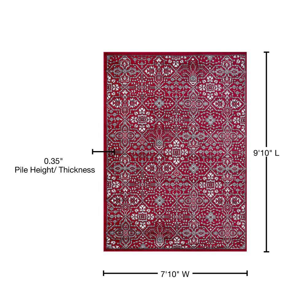 Athens Red and Gray Synthetic 8' x 10' Area Rug