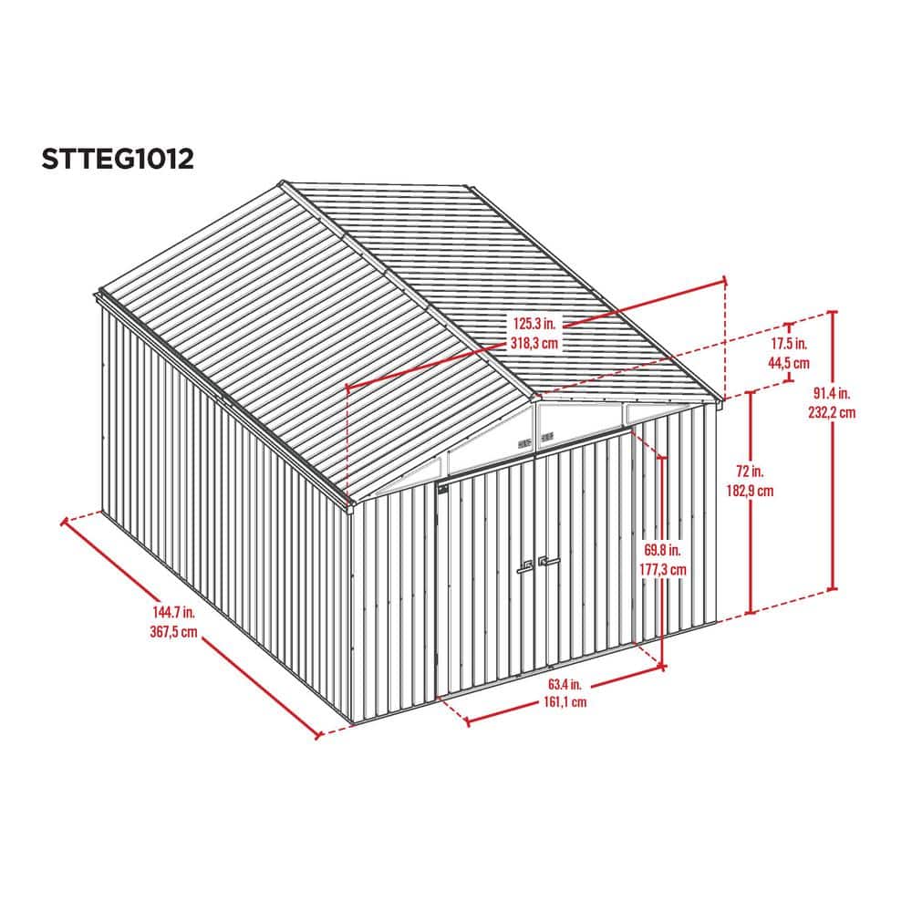 Green 10' x 12' Steel Lawn Care Storage Shed Kit