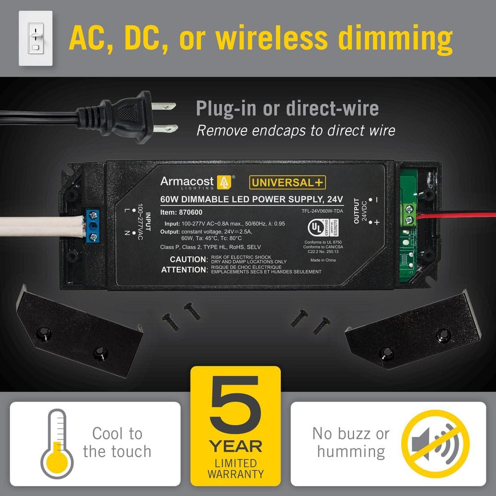 Compact Black 24V Dimmable LED Power Supply