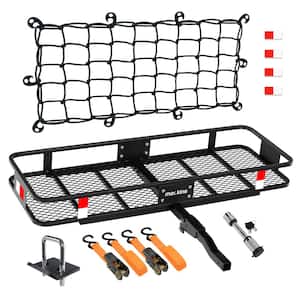 500 lbs. Capacity Hitch Mount Cargo Carrier Set with Net, Basket, Straps, Foldable Shank and 2 in. Raise