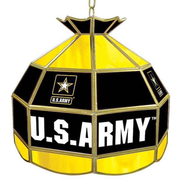 Trademark Global United States Army 16 in. Gold Hanging Tiffany Style Lamp