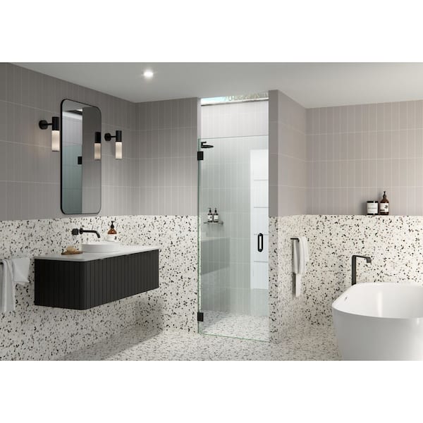 30 in. W x 78 in. H Pivot/Hinged Frameless Shower Door in Matte Black - Door Only - Width Adj 30.375 - 30.775