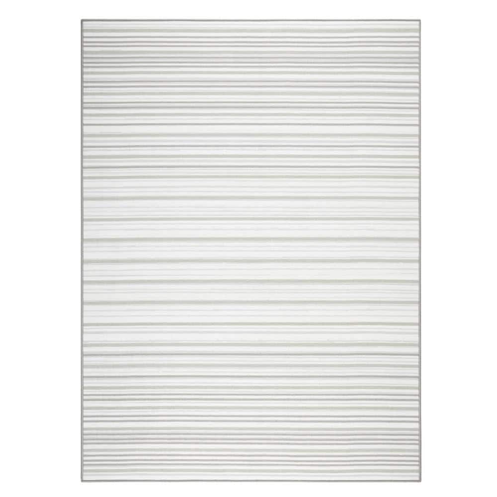 Layne Silver Gray Tufted Stripe Washable Area Rug 5'2" x 7'2"