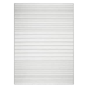 Basic Layne Modern Stripe Silver Grey 5 ft. x 7 ft. Machine Washable Area Rug