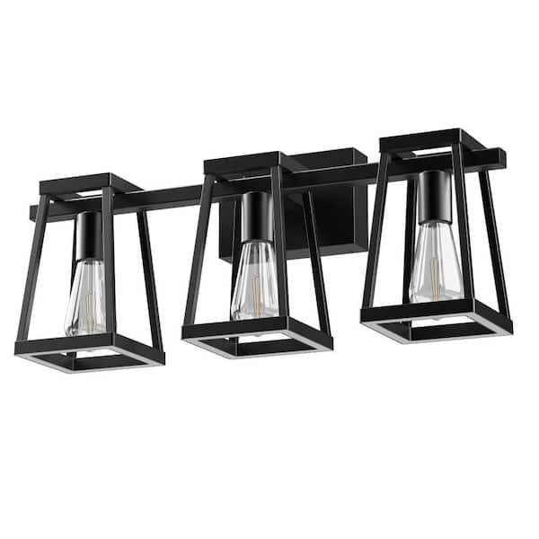 Katalyst 24 in. 3-Light Matte Black Adjustable CCT and 3-Light Modes Integrtated LED Vanity Light