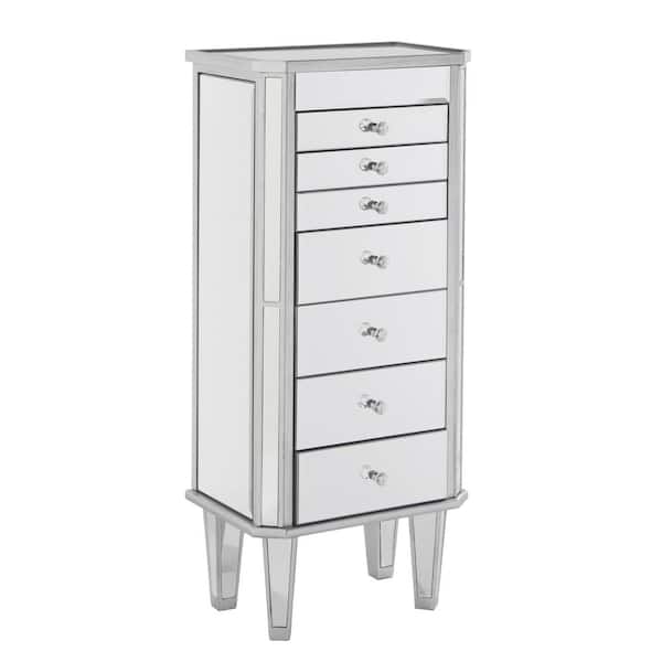 Southern Enterprises Gretta Silver Mirrored Jewelry Armoire Hd19644 The Home Depot Southern Enterprises Gretta Silver, Silver Jewelry Armoire