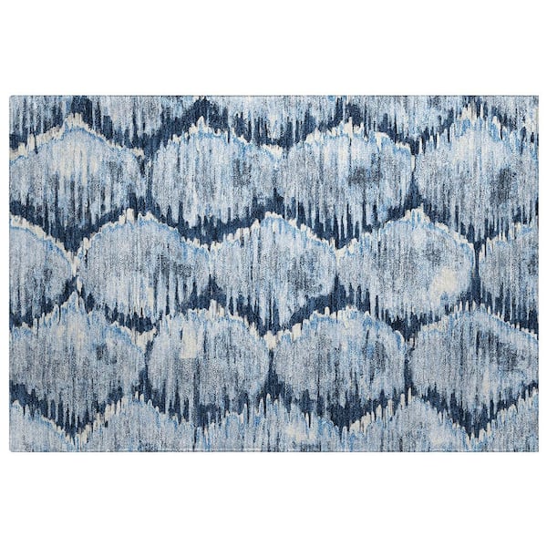 Dream Shag Premium Machine Washable Abstract ADS767 Navy 3 ft. x 4 ft. Area Rug