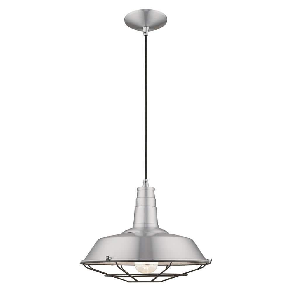 Braxton 60-Watt 1 Light Silver Finish Pendant Light with Aluminum Shade, No Bulbs Included price history on PriceWatchPro