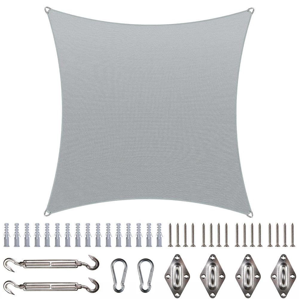 24 ft. x 24 ft. Square Pro Ring Sun Shade Sail with Hardware Kit-Grey price history on PriceWatchPro