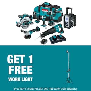 18V 5.0Ah LXT 7-Piece Brushless Cordless Combo Kit with bonus 18V LXT Lithium-Ion Cordless Tower Work Light (Light Only)