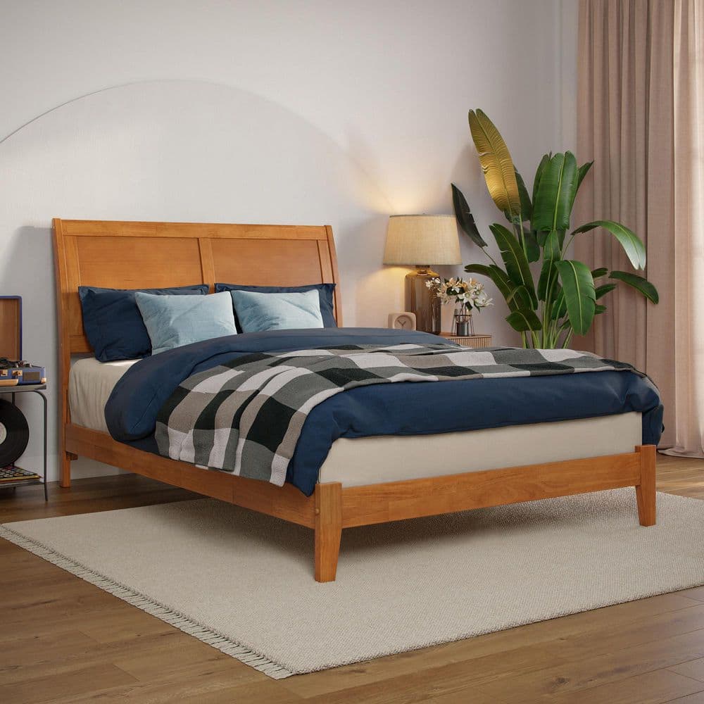 Portland Light Toffee Natural Bronze Solid Wood Frame Full Low Profile Platform Bed price history on PriceWatchPro