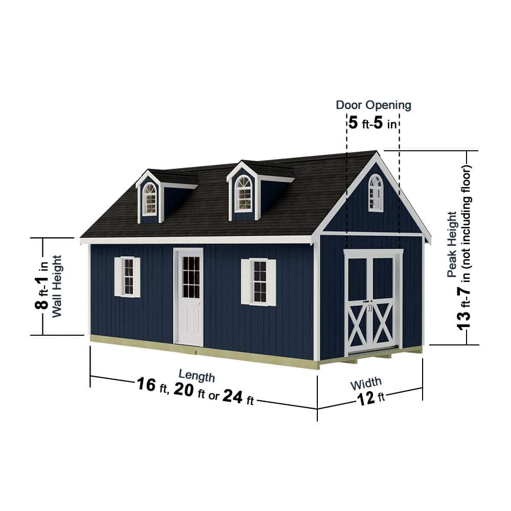 Arlington 12' x 20' Gray Wood Storage Shed Kit with Windows
