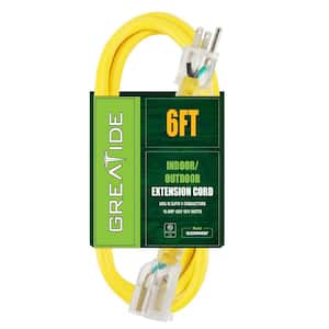 6 ft. 12/3 Heavy-Duty Outdoor Extension Cord with 3 Prong Grounded Plug-15 Amps Power Cord Yellow