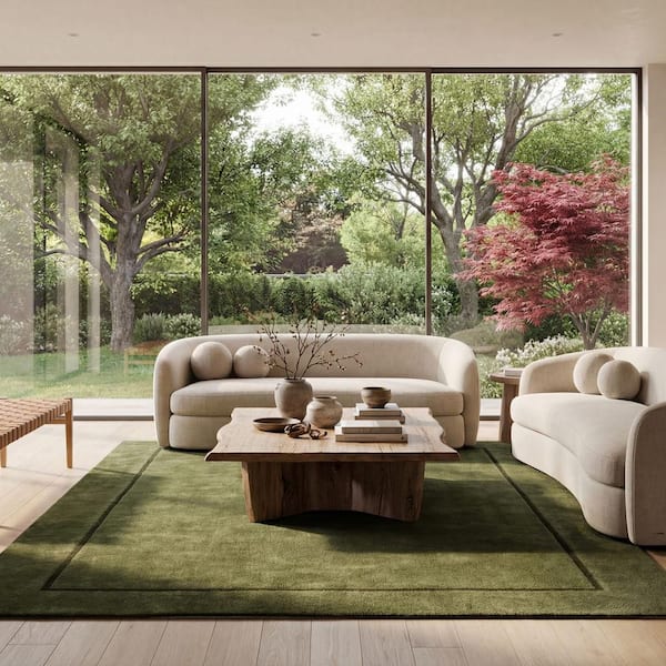 Auralyn Solid Cloud Washable Area Green 8 ft. x 10 ft. Indoor Area Rug
