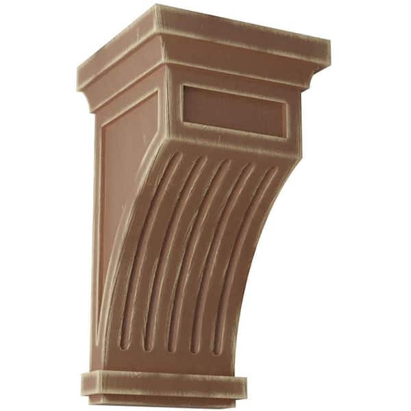 Ekena Millwork 5-1/2 in. x 10 in. x 5-1/2 in. Weathered Brown Fluted Wood Vintage Decor Corbel