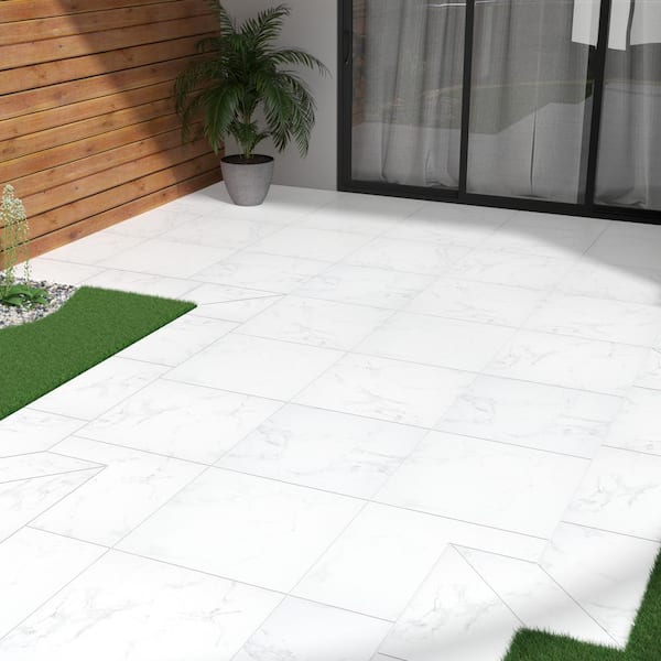 Praia Carrara 2 cm. x 24 in. x 24 in. Matte Porcelain Stone Look Paver Tile (8 sq. ft./Case)