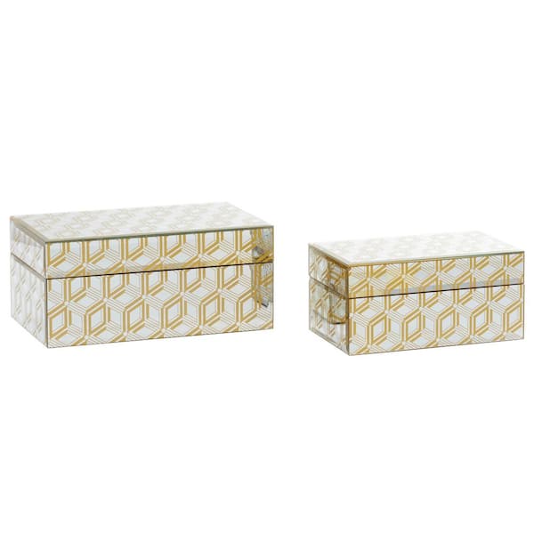 CosmoLiving by Cosmopolitan Gold Wood Box (Set of 2)