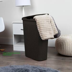 40 l Brown Plastic Slim Laundry Basket Laundry Hamper with Cutout Handles Dirty Clothes Storage