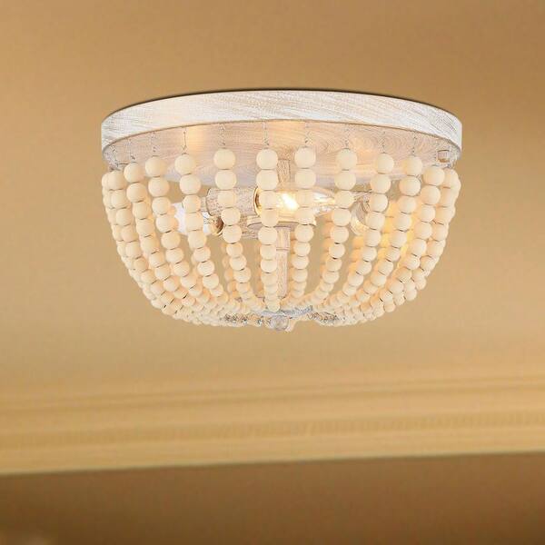 Vanity Art 12.6 in. 2-Light White Plus Gold Unique/Statement Bowl Flush Mount