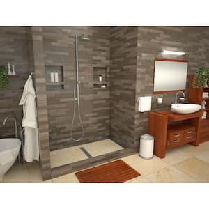 Redi Trench 34 in. x 48 in. Single Threshold Shower Base with Center Drain and Brushed Nickel Trench Grate