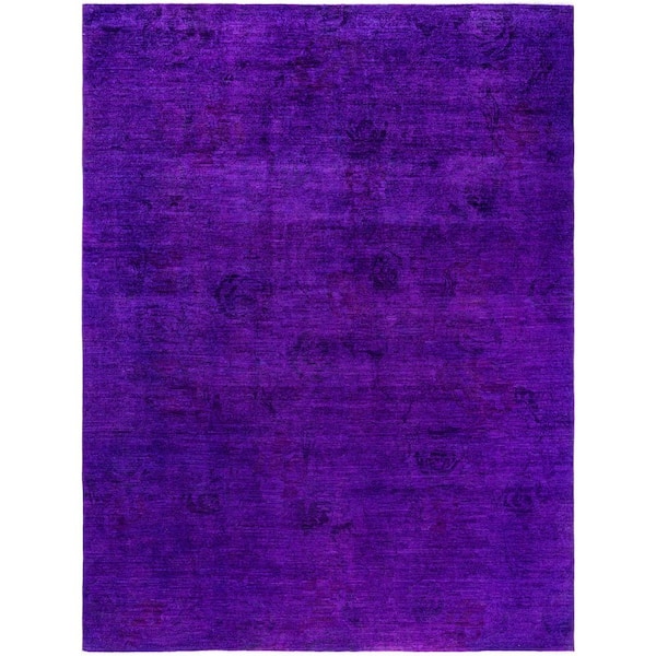 Overdyed Purple 9 ft. x 12 ft. Solid Wool Indoor Area Rug
