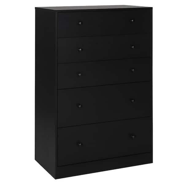 VEIKOUS Oversized 5-Drawer Black Chest of Drawers Dresser with 2-Large Drawers 47.6 in. H x 31.5 in. W x 15.7 in. L