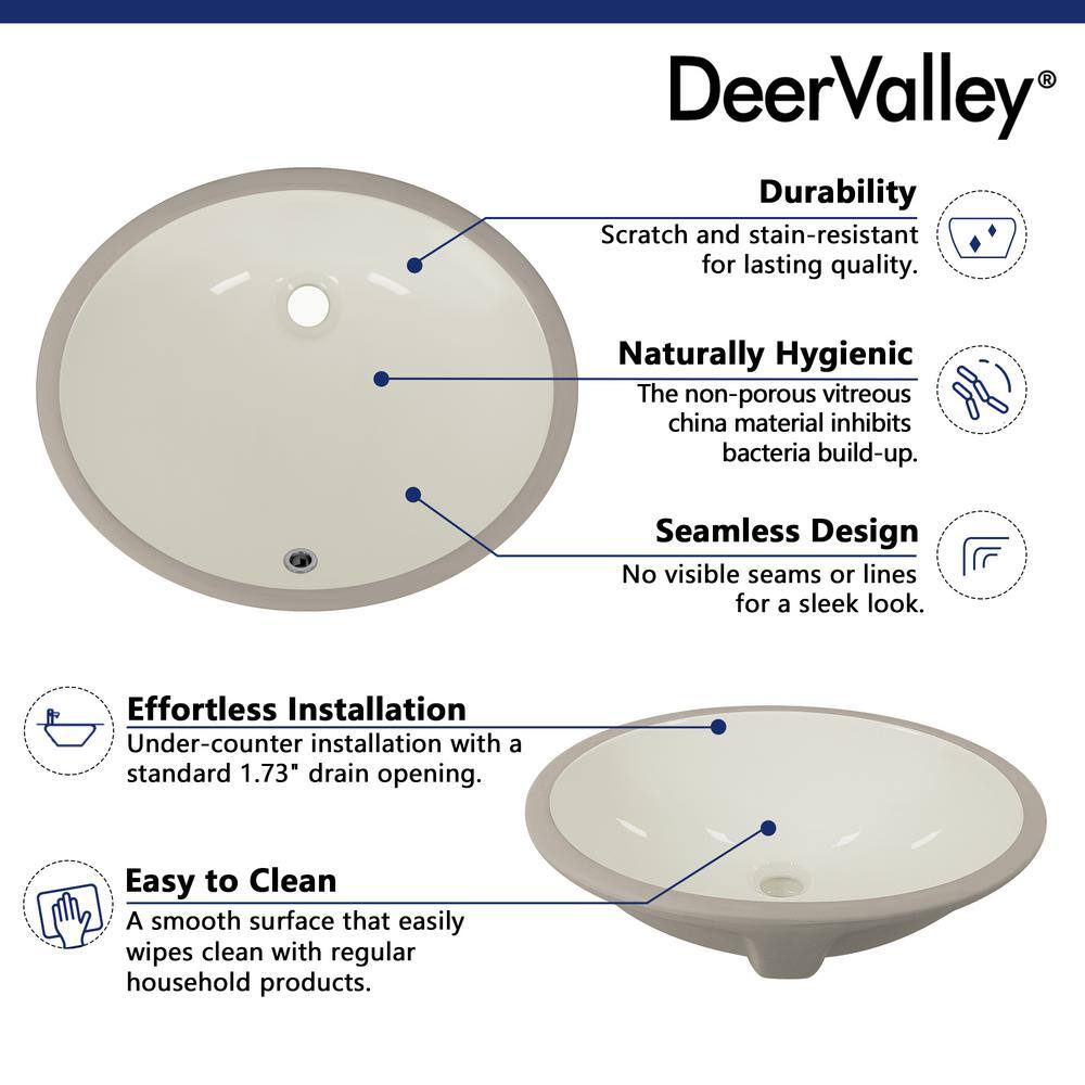 Beige Ceramic 18" Oval Undermount Bathroom Sink