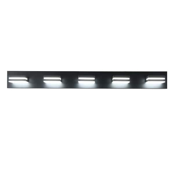 40.6 in. 5-Light Modern Black LED Vanity Light Wall Sconce for Bathroom and Mirror, Energy-Efficient