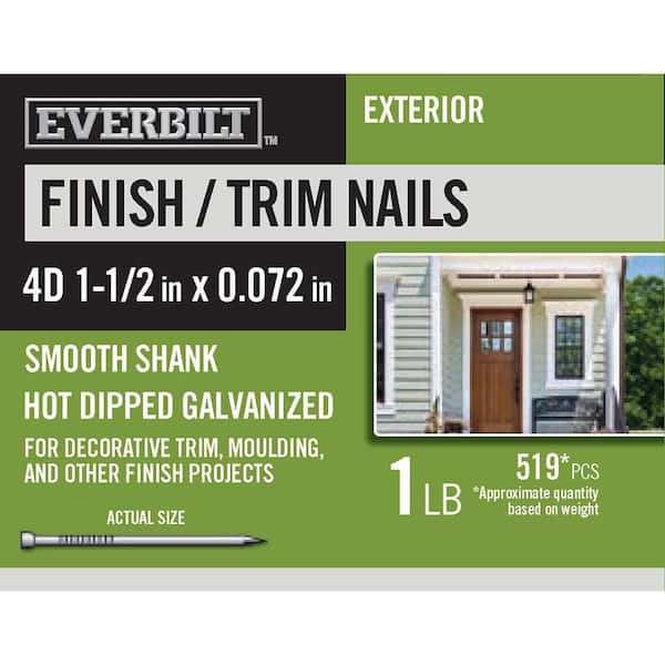 Everbilt 4D 1-1/2 in. Finish/Trim Nails Hot Dipped Galvanized 1 lb (Approximately 519 Pieces)