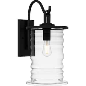 Noland 21 in. Matte Black Hardwired Outdoor Wall Lantern Sconce