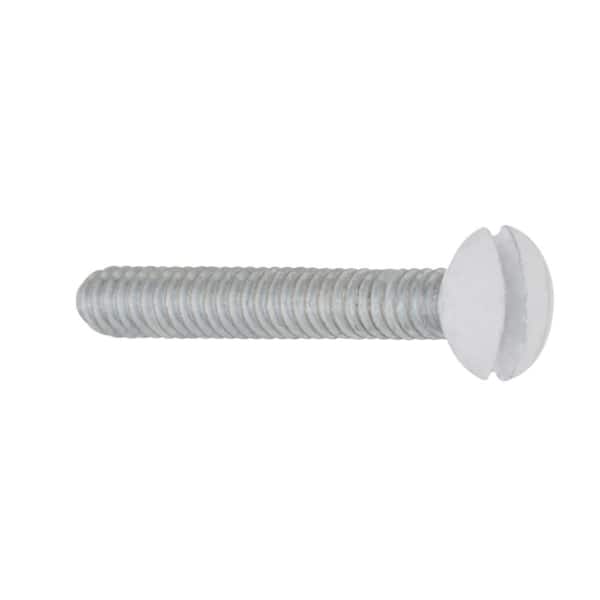 #6-32 x 1 in. White Slotted Drive Oval-Head Switch Plate Machine Screw  (25-Piece)