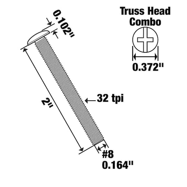 Everbilt #8-32 x 2 in. Combo Truss Head Zinc Plated Machine Screw