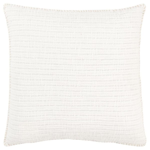 HomeRoots White Striped Polyester 22 in. x 22 in. Throw Pillow
