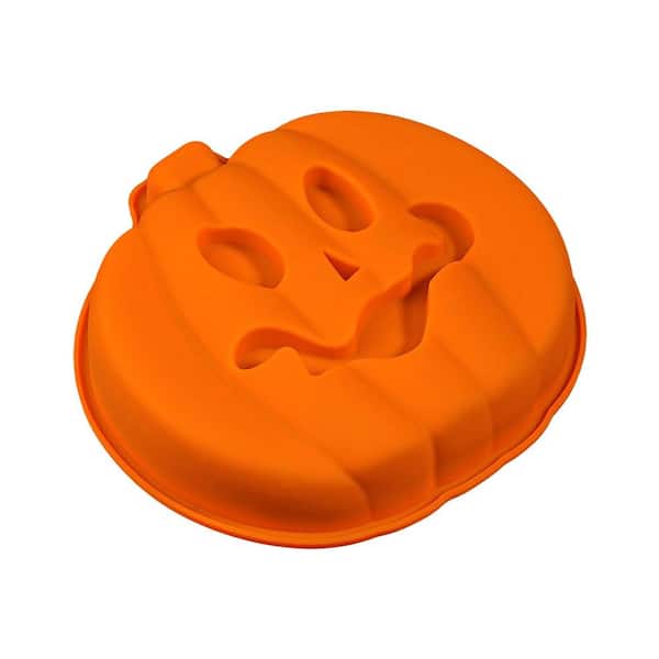 Pumpkin 1-Cup Silicone Cake Mold Jack-O-Lantern 3D Shaped Cake Pan Halloween Baking Mold Orange for Party