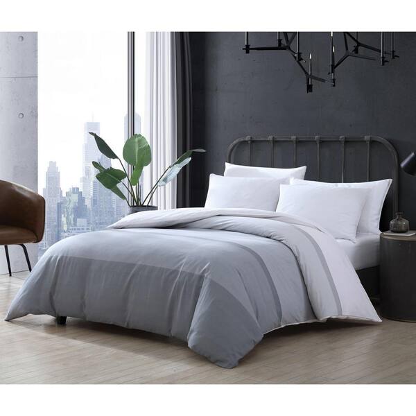 City Scene Tronka Stripe 3 Piece Gray Striped Cotton King Comforter Set Ushsa51163466 The Home Depot City Scene Tronka Stripe 3 Piece Gray, City Bedding Sets